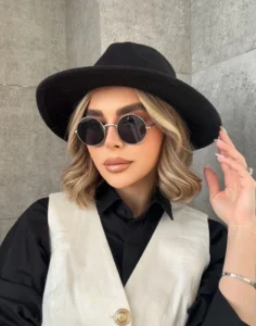 عینک آفتابی زنانه ری بن گرد دسته فلزی کد 114